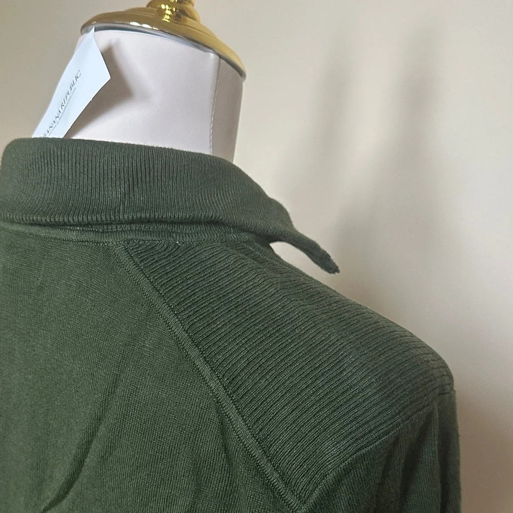 NWT Banana Republic Men’s Dark Green Quarter Zip Sweater-Cotton Blend Pullover